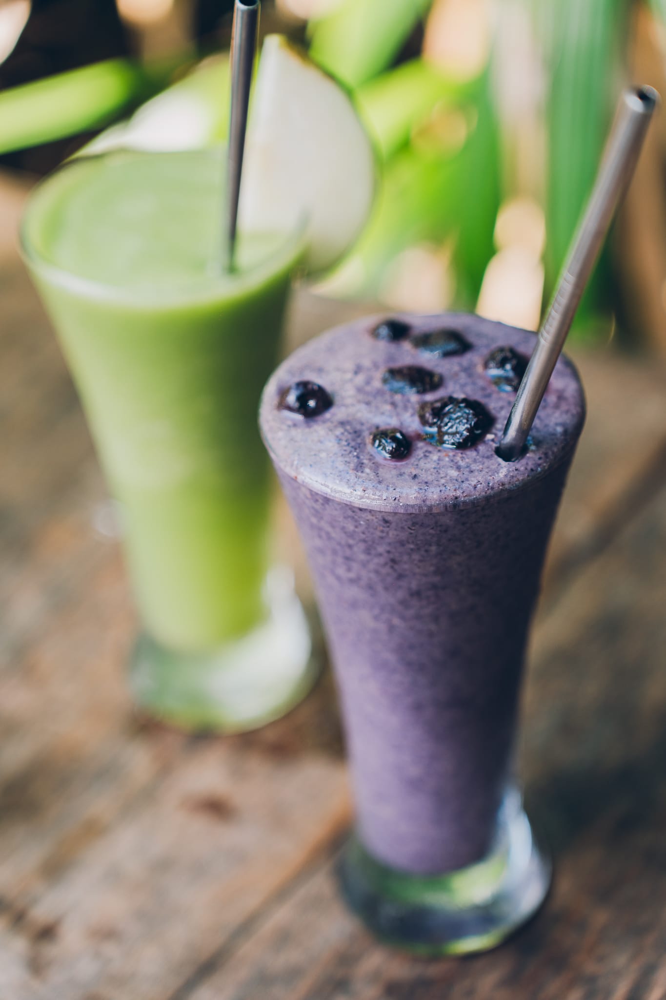 Blueberry power proteen and greene smoothies Alchemy Cafe
