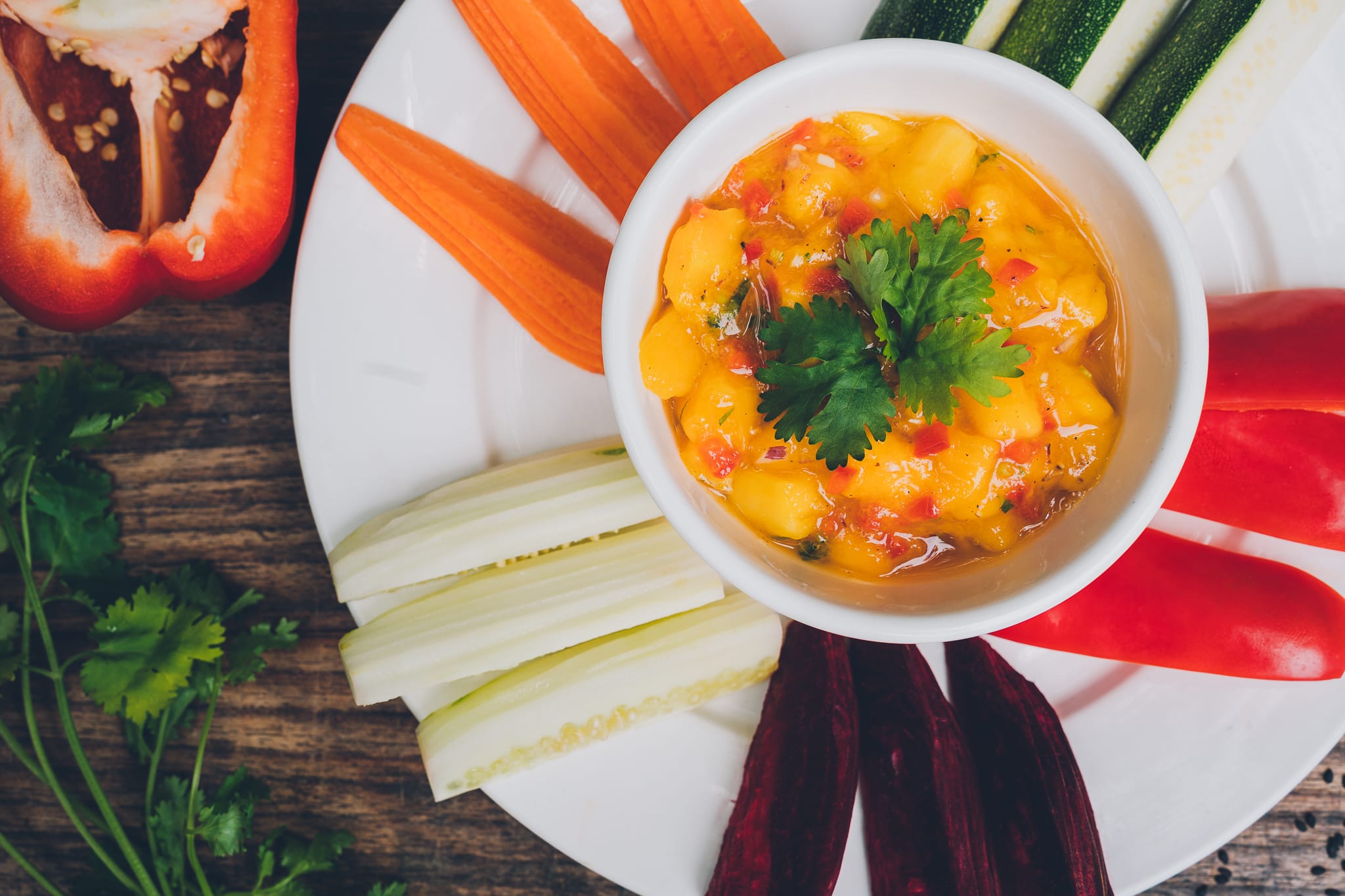 mango salsa dip Alchemy Cafe