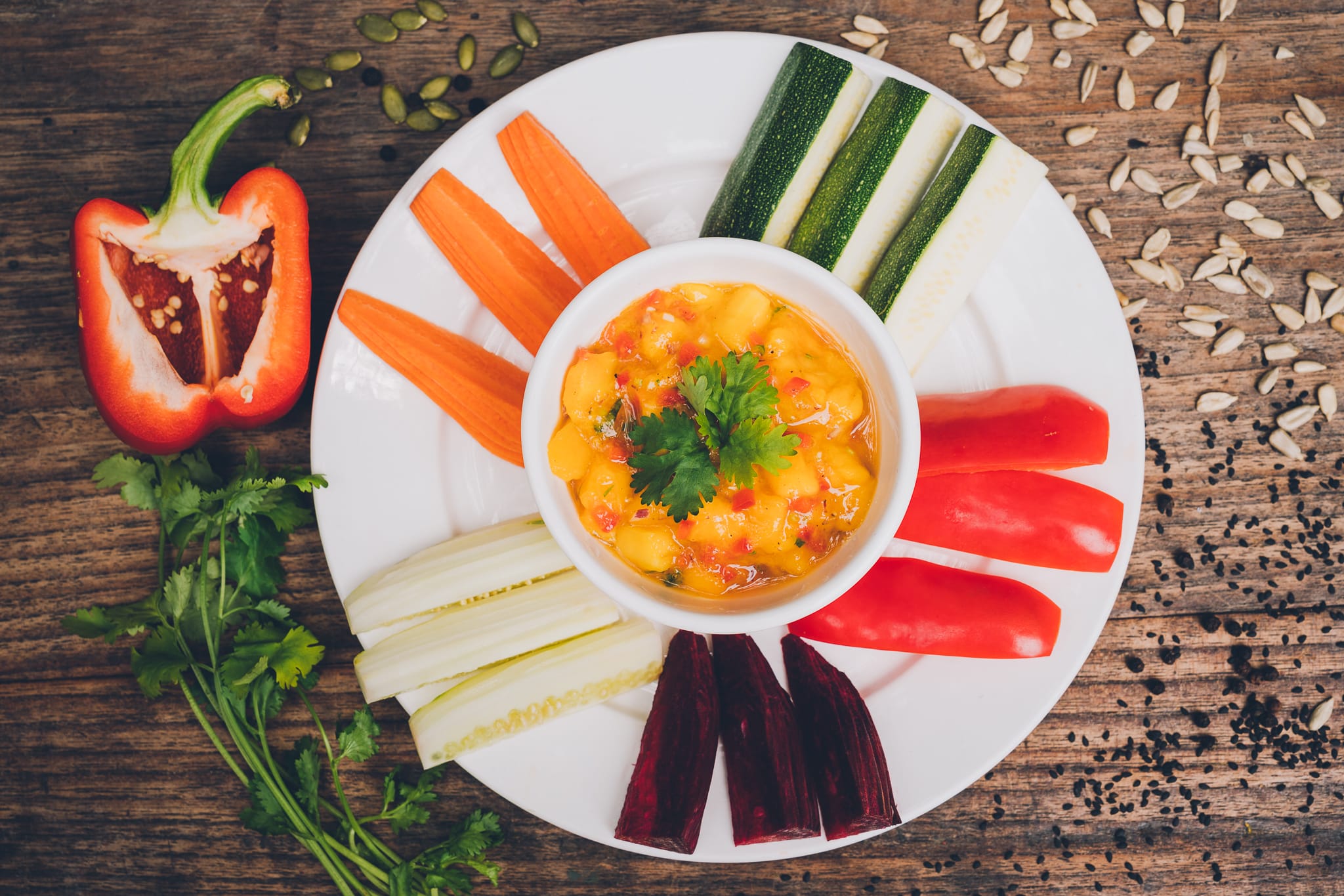 mango salsa dip Alchemy Cafe
