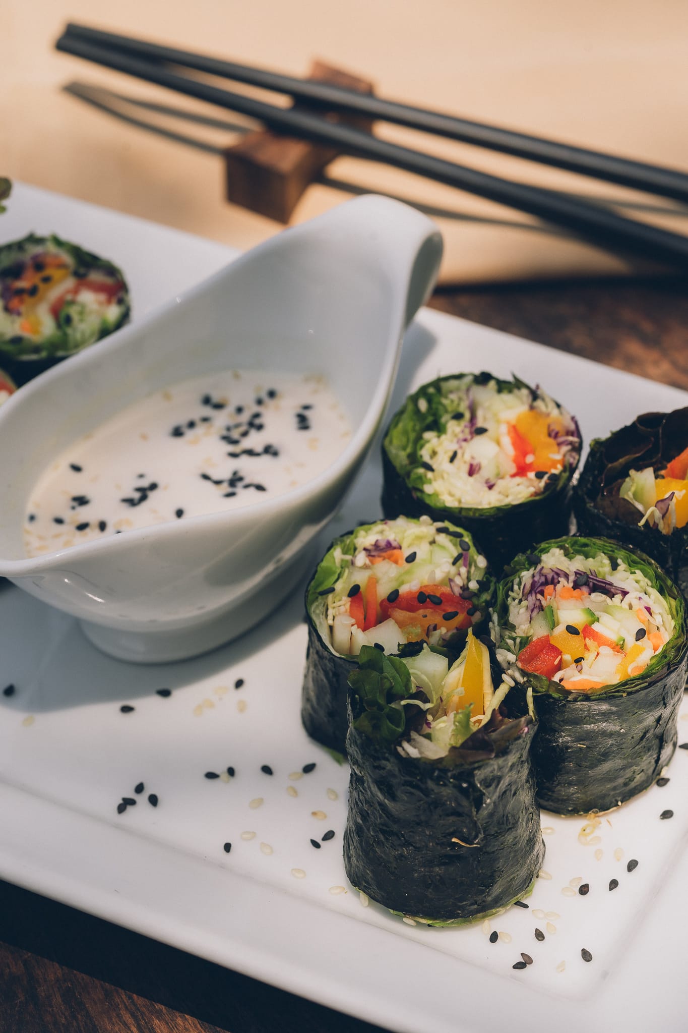 raw nori spring rolls