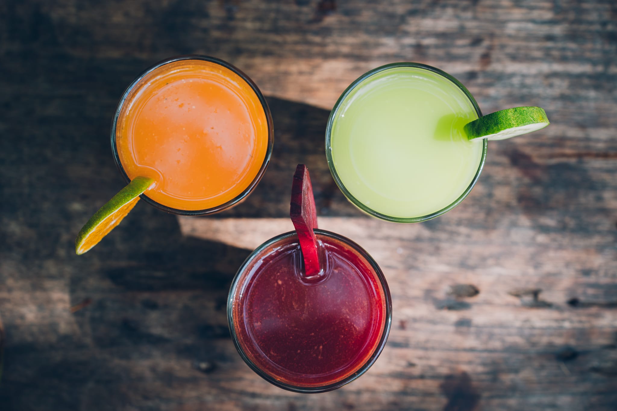 raw slow pressed juices overhead