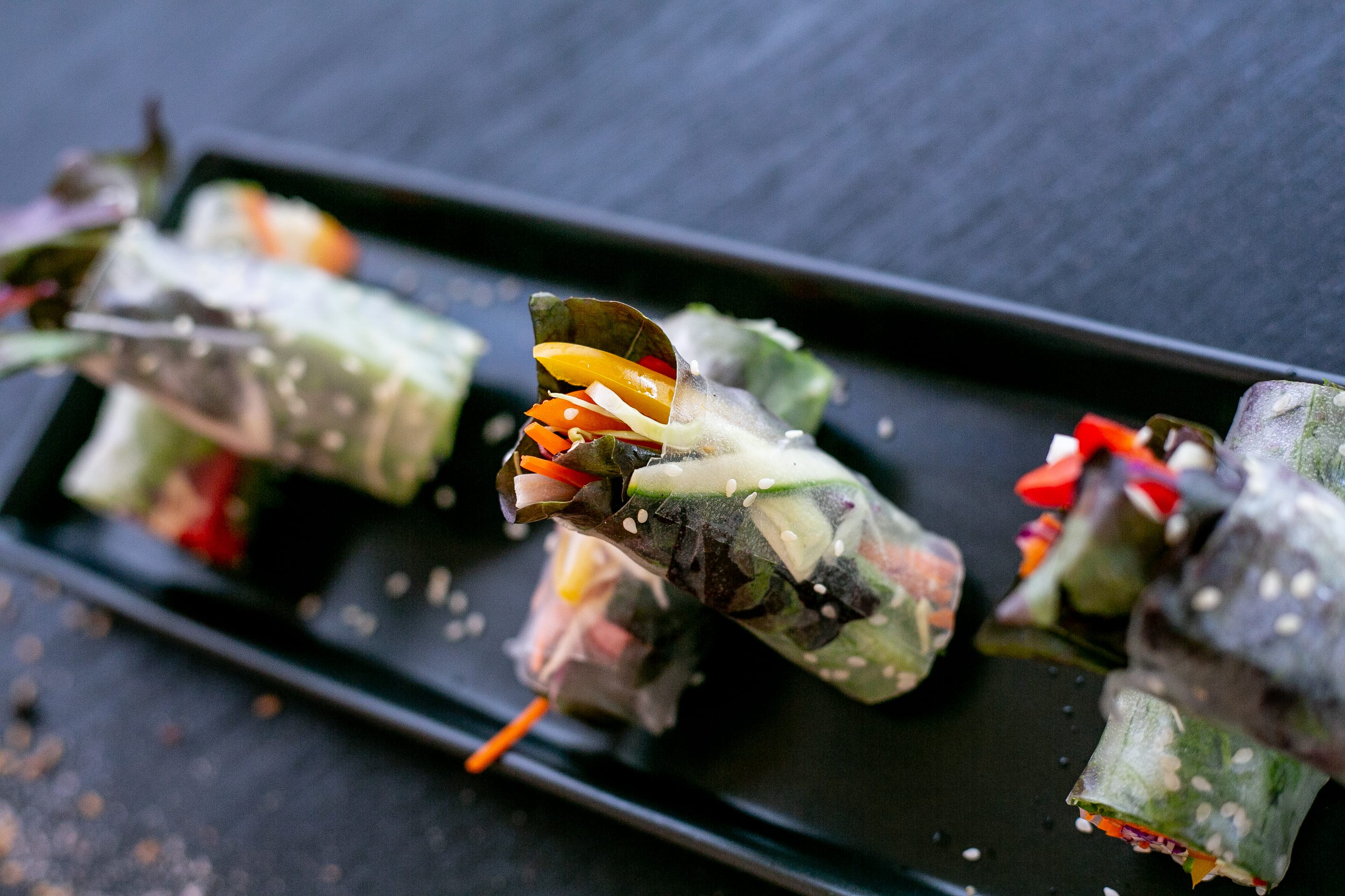 raw spring rolls Alchemy Cafe