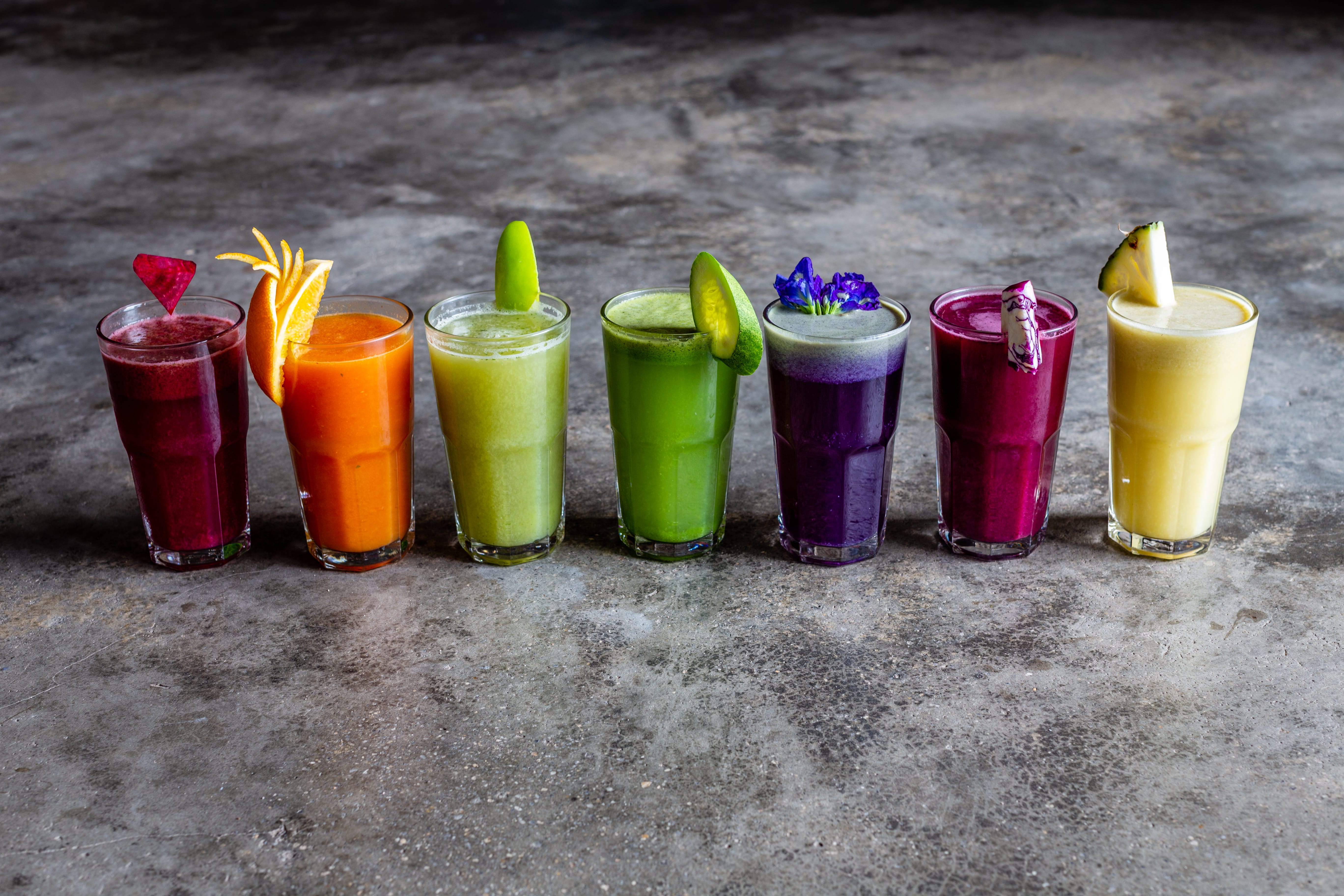 selection of juices Alchemy Cafe